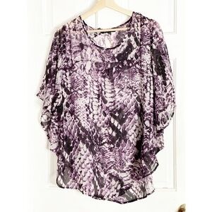 Paraphrase Purple Leopard Print Sheer Top Shirt